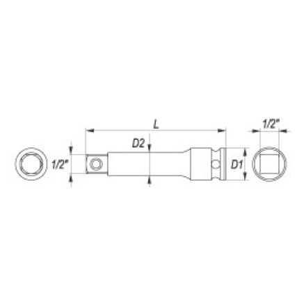 Nástavec na ráčnu prodlužovací 1/2" X 75 mm, YT-1060