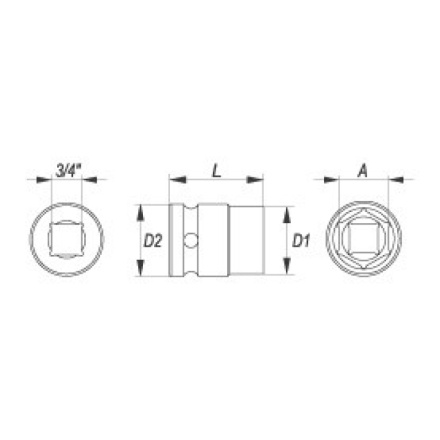 Nástavec 3/4" rázový šestihranný 26 mm CrMo, YT-1076