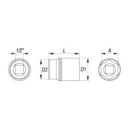 Nástavec 1/2" 13 mm šetihranný, YT-1206