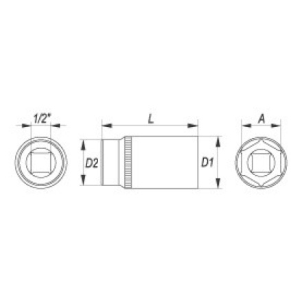 Nástavec 1/2" 10 mm šetihranný hluboký, YT-1223