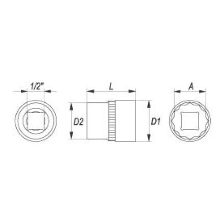 Nástavec 1/2" 11 mm dvanáctihranný, YT-1273