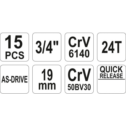 Gola sada 3/4" YATO 30-60mm 15ks, YT-1334