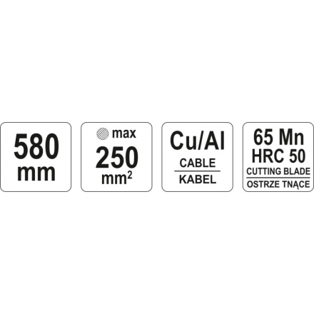 Kleště pákové štípací pr. 250mm2, 580mm, YT-18611