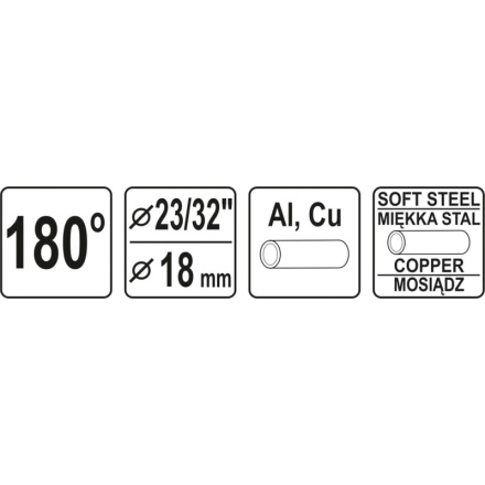 Ohybačka na trubky Al, Cu, 180°, pr. 23/32" - 18mm, YT-21846
