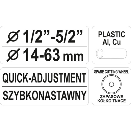 Řezač trubek 14 - 63 mm PVC, Al, Cu, YT-2234