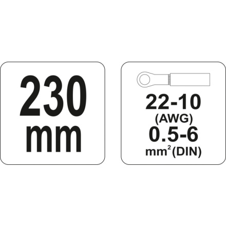 Kleště konektorové 230mm, 22-10(AWG), 0,5-6,00mm2, YT-2296