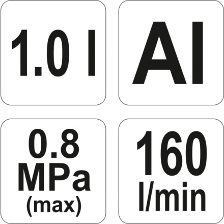 Pískovací pistole se zásobníkem 1.0L 160l/min, YT-2376