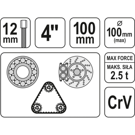 Stahovák 4" 100mm (tříramenný), YT-2520