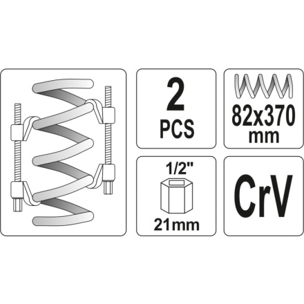 Stahovák pružin tlumičů automobilů 370 x 82 mm 2ks, YT-2544