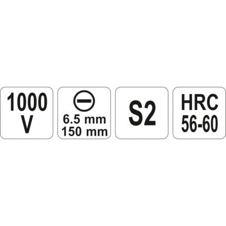 Šroubovák plochý 6.5 x 150 mm izolovaný 1kV, YT-2819