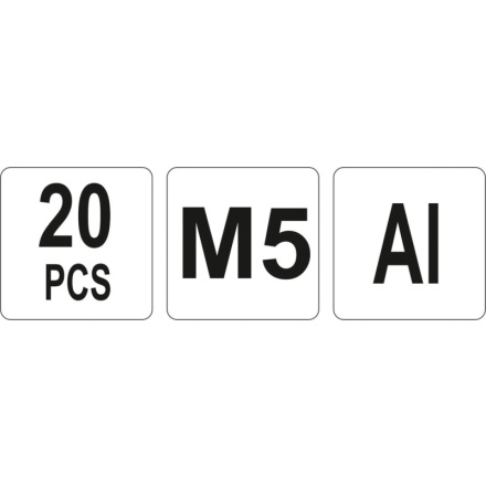 Nýtovací matice hliníková M5, 20ks, YT-36453