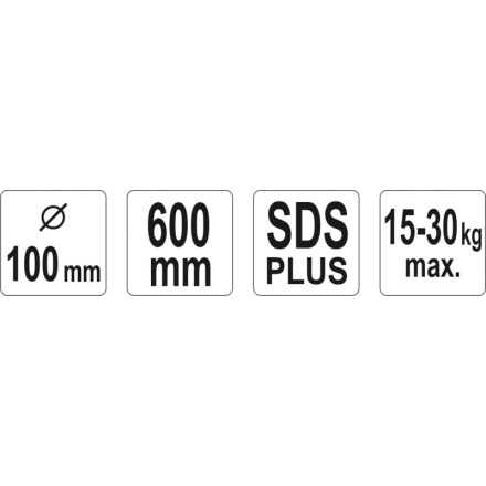 Míchadlo spirálové 100 x 600 mm SDS+, YT-5496