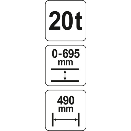Lis hydraulický 20t, zdvih 0-695mm, šíře 490mm, YT-55581