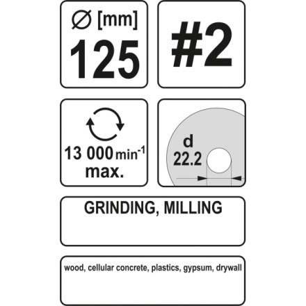 Rotační rašple úhlová jemná 125 mm typ 2, YT-59169