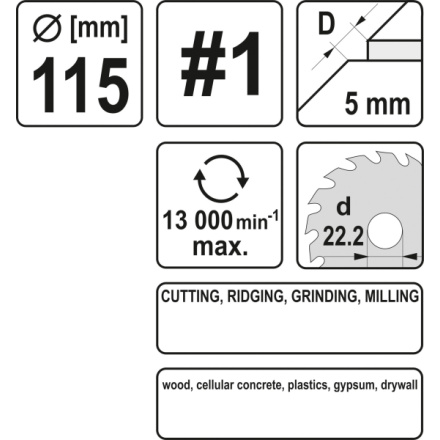 Rotační rašple pilková úhlová 115 mm typ 1, YT-59173