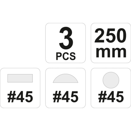 Rašple na dřevo sada 3 ks 250 mm #45, YT-6222