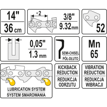 Řetěz na motorovou pilu 14" 3/8", YT-84951