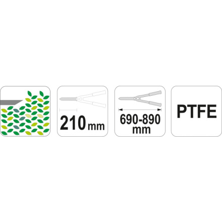 Nůžky na živý plot teleskopické 690-890mm (nože 210mm), YT-8824