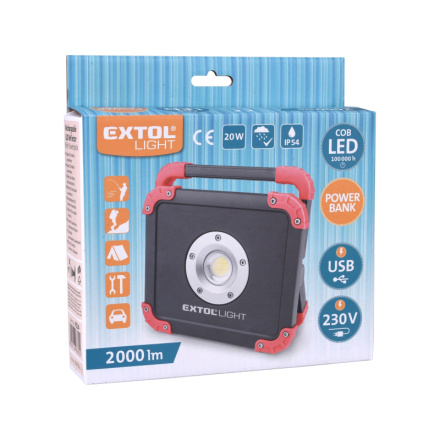 reflektor LED, 2000lm, USB nabíjení s powerbankou 43134