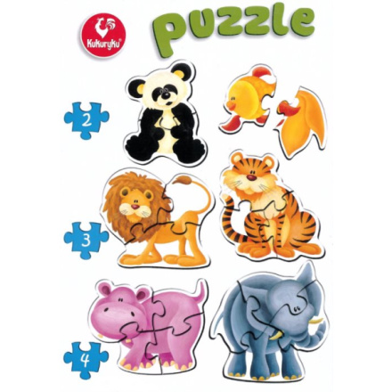 KUKURYKU Baby puzzle Zvířátka ze ZOO 6v1 (2-4 dílky) 115866