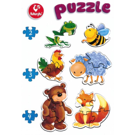 KUKURYKU Baby puzzle Zvířátka 6v1 (2-4 dílky) 115867