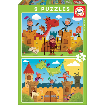 EDUCA Puzzle Draci a rytíři 2x48 dílků 118626