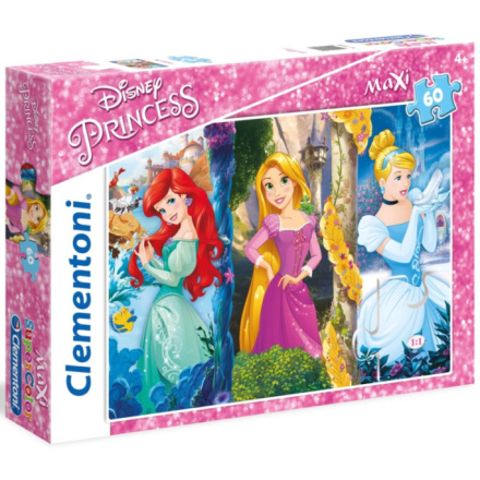 CLEMENTONI Puzzle Disney princezny: Ariel, Locika a Popelka MAXI 60 dílků 118741