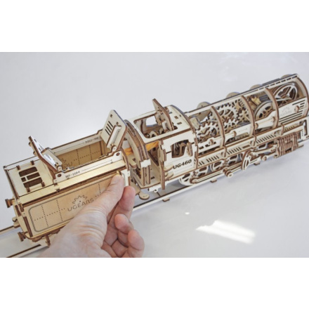 UGEARS 3D puzzle Parní lokomotiva s vagónem 443 dílků 119043