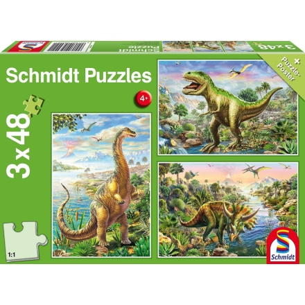 SCHMIDT Puzzle Dinosauří dobrodružství 3x48 dílků 120806