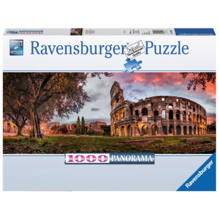 RAVENSBURGER Panoramatické puzzle Západ slunce nad Koloseem, Itálie 1000 dílků 122184