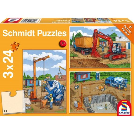 SCHMIDT Puzzle Na staveništi 3x24 dílků 123822