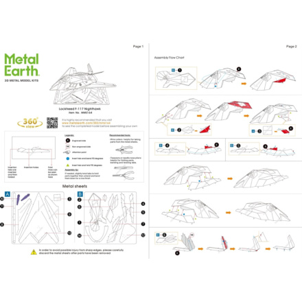 METAL EARTH 3D puzzle Lockheed F-117 Nighthawk 124458