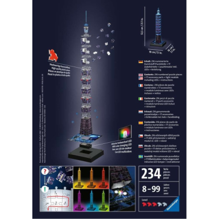 RAVENSBURGER Svítící 3D puzzle Noční edice Taipei 101, Taiwan 216 dílků 125274