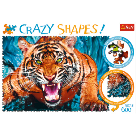 TREFL Crazy Shapes puzzle Útok tygra 600 dílků 125429