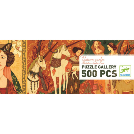 DJECO Panoramatické puzzle Zahrada jednorožců 500 dílků 125436