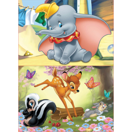 EDUCA Dřevěné puzzle Dumbo a Bambi 2x16 dílků 126066