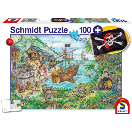 SCHMIDT Puzzle V pirátské zátoce 100 dílků + dárek (pirátská vlajka) 131978