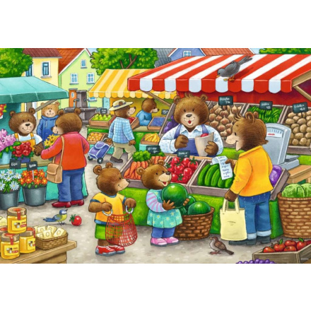 RAVENSBURGER Puzzle Medvídci na nákupech 2x12 dílků 132592