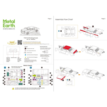 METAL EARTH 3D puzzle Ford Mustang 1965 (červený) 134359, 36 dílků