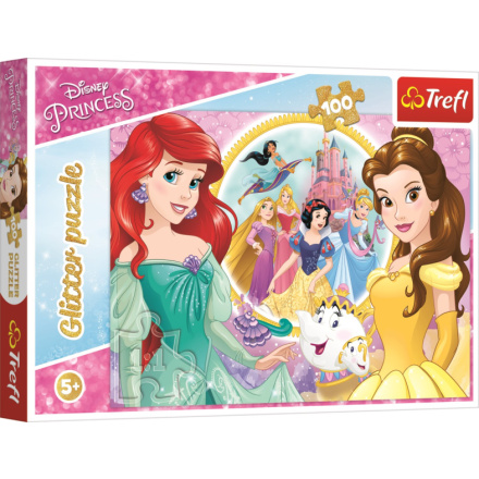 TREFL Třpytivé puzzle Disney princezny 100 dílků 135437