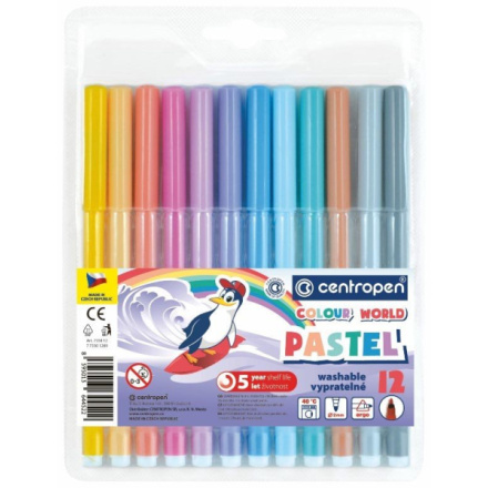 CENTROPEN Fixy 12 barev Pastel 135846