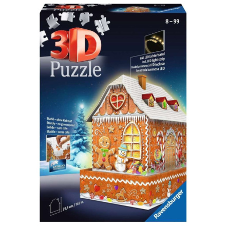 RAVENSBURGER Svítící 3D puzzle Noční edice Perníková chaloupka 216 dílků 136639