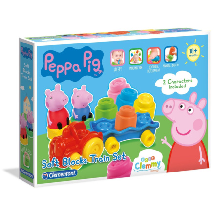 CLEMENTONI Soft Clemmy Vláček Prasátko Peppa s 10 kostkami 137464