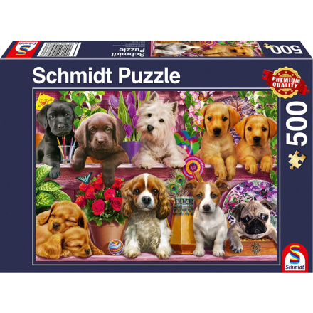 SCHMIDT Puzzle Štěňata na polici 500 dílků 140231