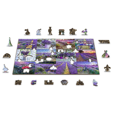 WOODEN CITY Dřevěné puzzle Levandulová Francie 2v1, 600 dílků EKO 141955