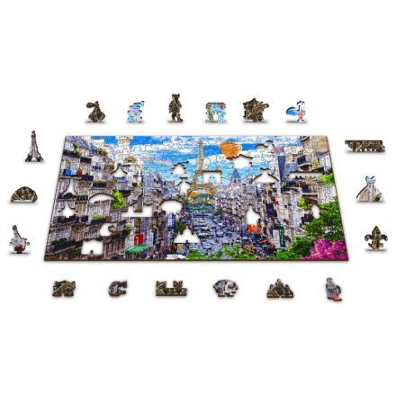 WOODEN CITY Dřevěné puzzle Rušná Paříž 2v1, 150 dílků EKO 142005