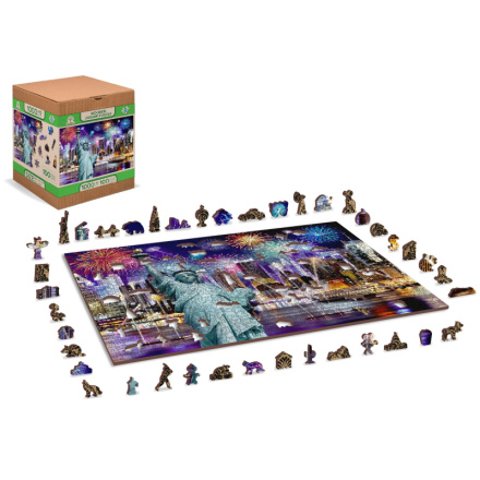 WOODEN CITY Dřevěné puzzle Noční New York 2v1, 1010 dílků EKO 142048