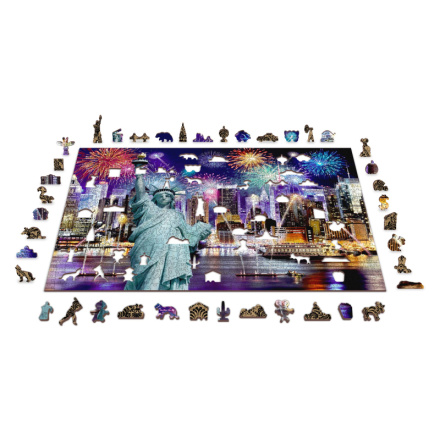 WOODEN CITY Dřevěné puzzle Noční New York 2v1, 1010 dílků EKO 142048