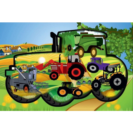 FA LIXEN Dřevěné puzzle Traktor XL 446 dílků v dárkové krabičce 142859