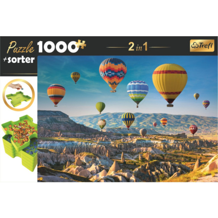 TREFL Puzzle s třídičem 2v1 Balóny nad Kapadokií 1000 dílků 143540